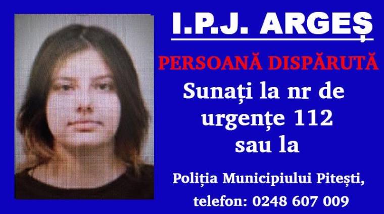 Argeş. Tânăra dispărută. Poliția face căutări