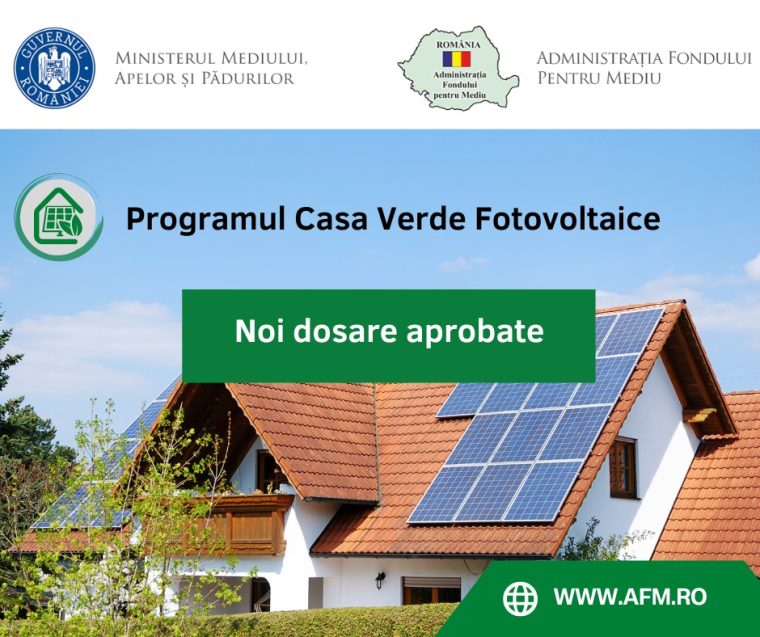 Noi dosare acceptate în Programul Casa Verde Fotovoltaice. Cât primesc beneficiarii