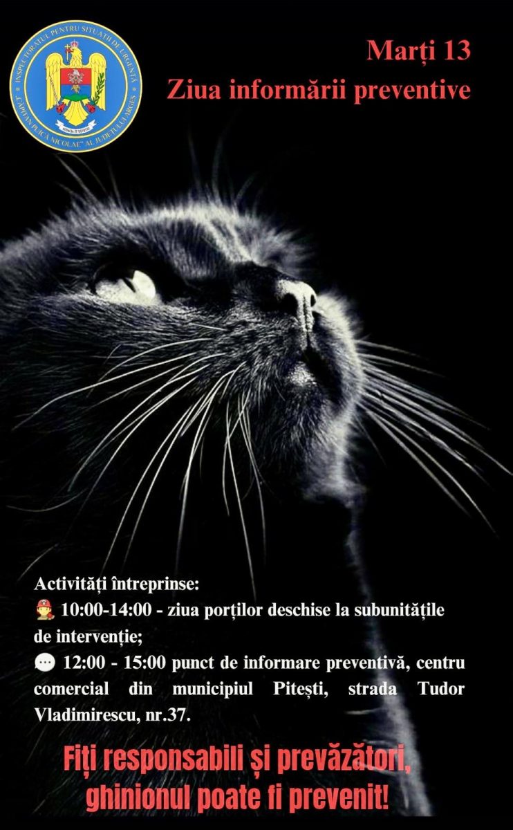 ISU Argeș: Marți 13, Ziua informării preventive