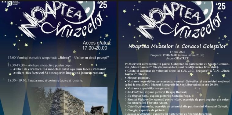 „Noaptea Muzeelor” 2025. Argeșul prinde viață pe 17 mai