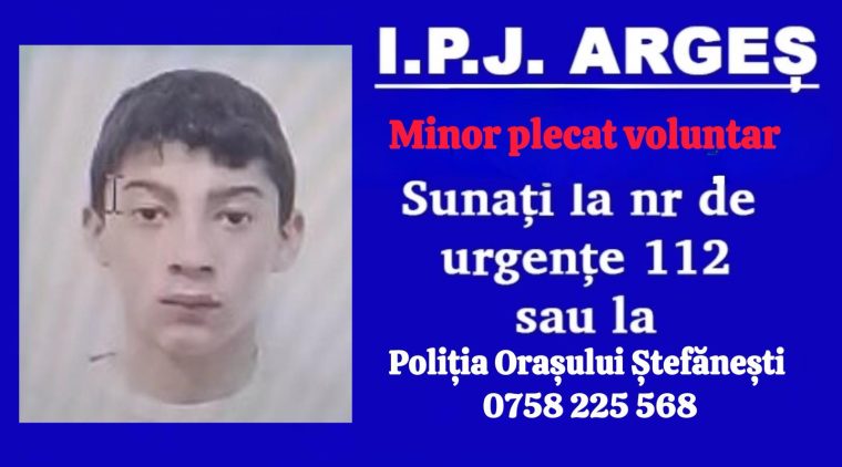 Poliția caută un minor din Ștefănești. L-ați văzut?