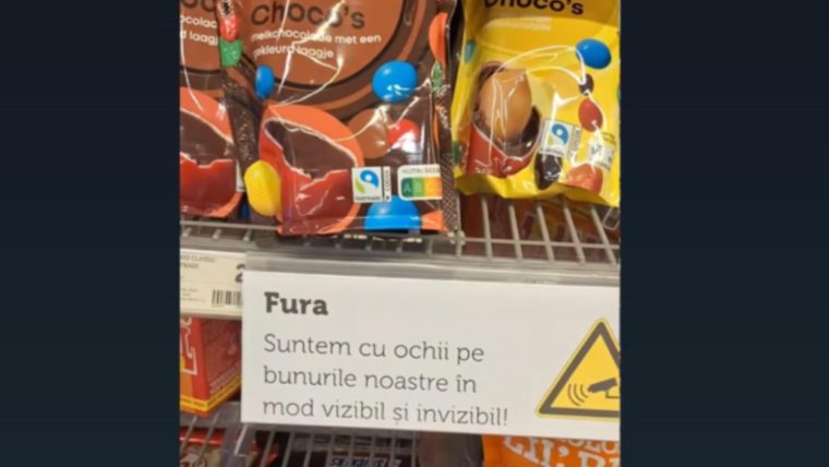 Mesaje în limba română într-un supermarket din Olanda: „Nu fura!”
