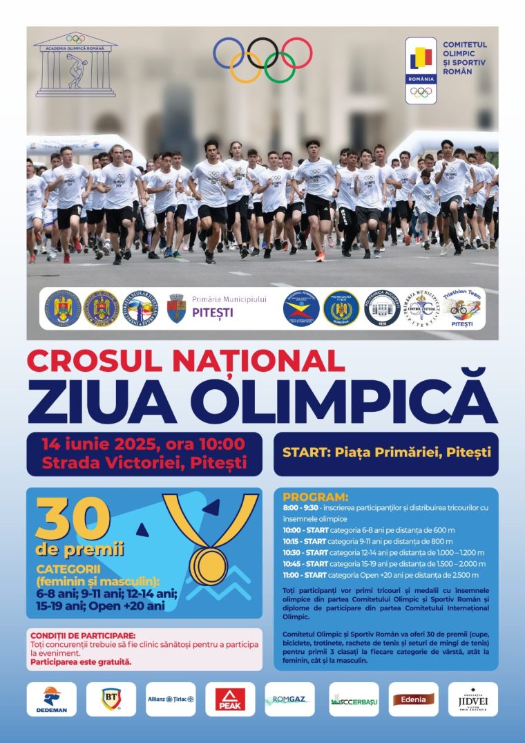 Piteștiul găzduiește Crosul Național „Ziua Olimpică”