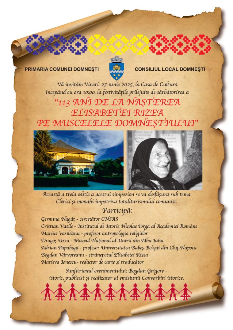 Simpozion dedicat Elisabetei Rizea la Domnești. Vezi cine participă