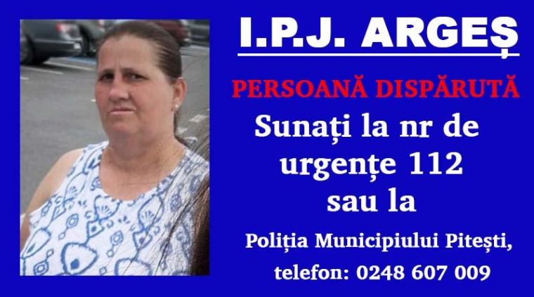 O femeie din Merișani e dată dispărută