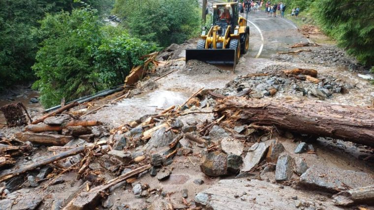 Circulație blocată pe Transfăgărășan, din cauza copacilor căzuți pe carosabil