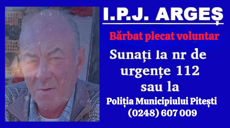 Bărbat din Merișani plecat de acasă