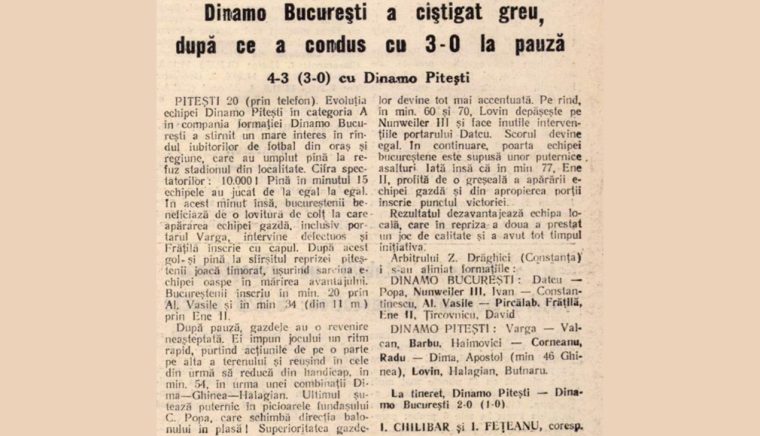Istorie alb-violetă! Dinamo Piteşti pierdea greu…