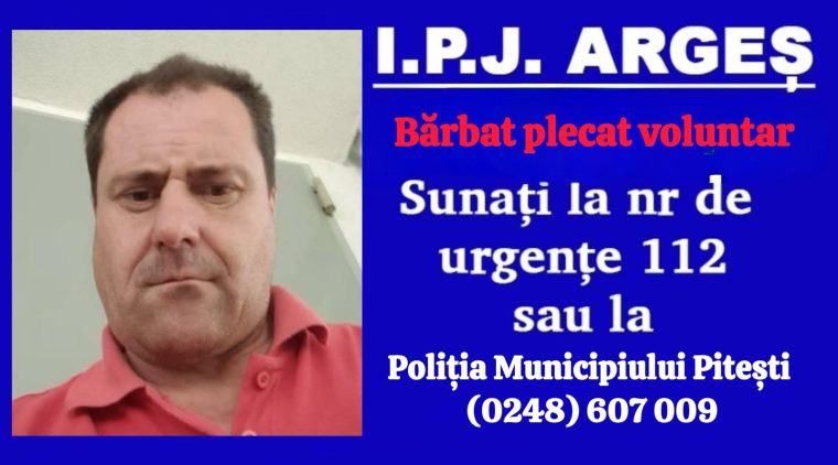 Bărbat din Bascov, dispărut de câteva zile