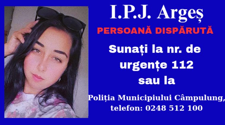 Argeș. O tânără de 22 de ani e dată dispărută. Ați văzut-o?