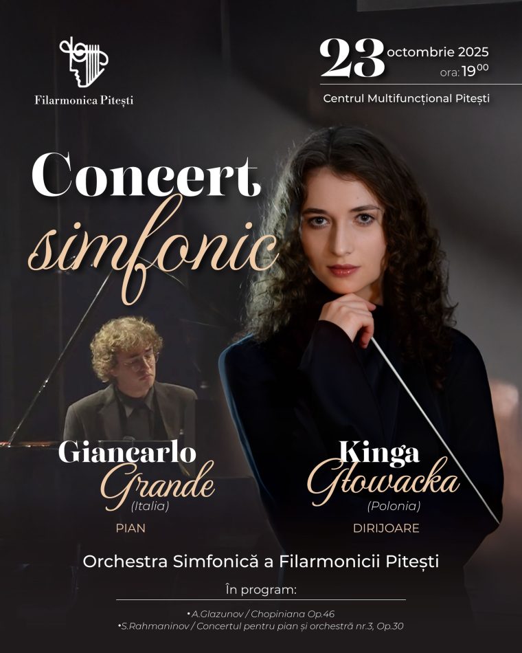 Concert simfonic la Pitești, cu o dirijoare din Polonia și un pianist italian