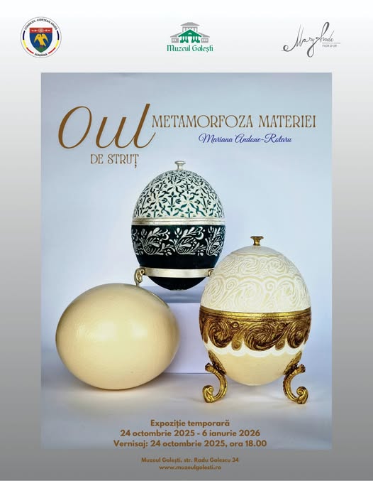 Expoziție inedită la Muzeul Golești. „Oul de struț. Metamorfoza materiei”