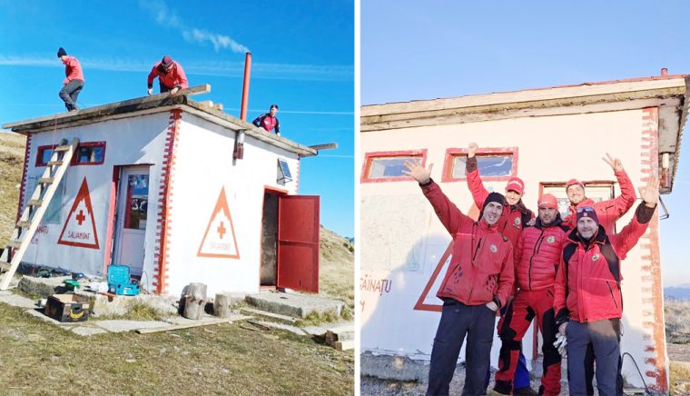 Vandalii au pus acoperişul unui refugiu pe foc. Salvamontiştii din Câmpulung l-au refăcut într-o zi