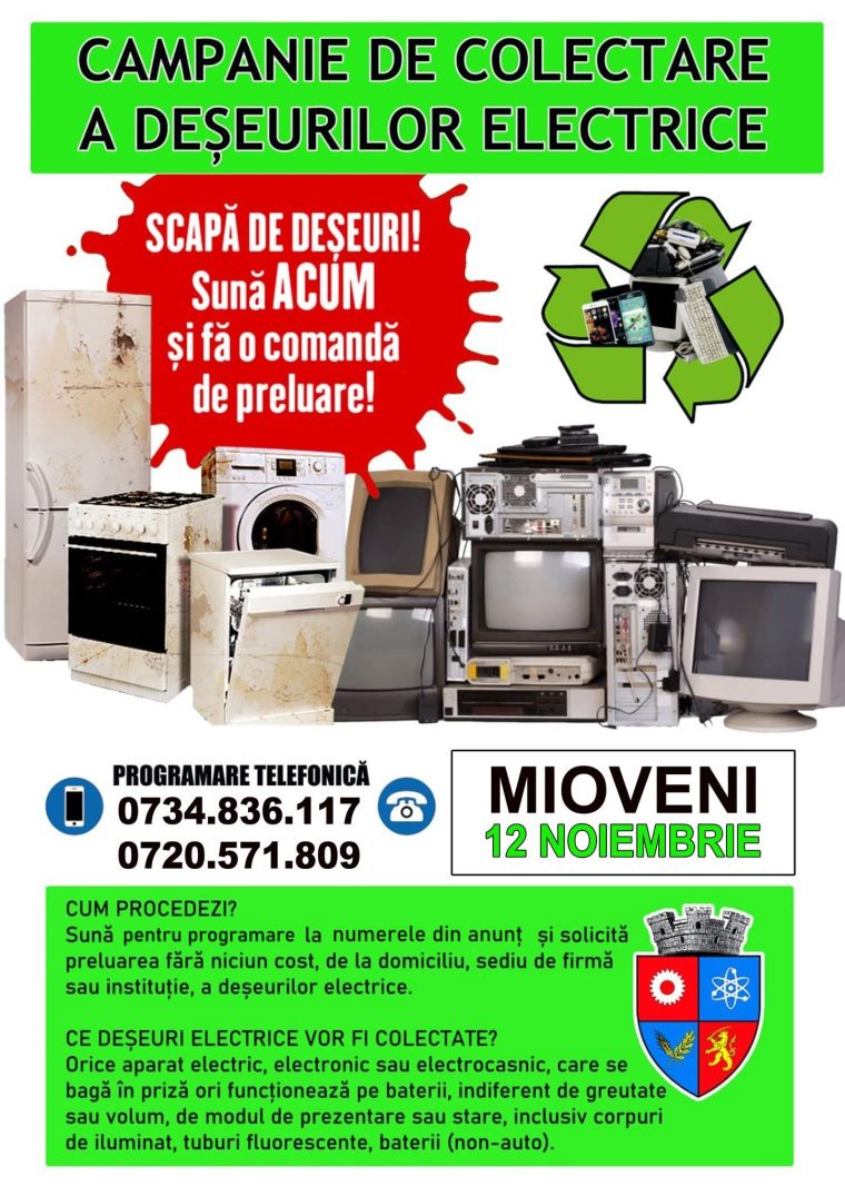 Deșeurile electrice și electronice se colectează gratuit la Mioveni