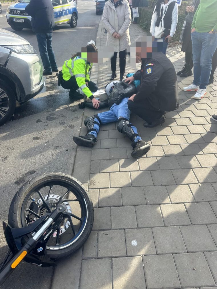 Pitești. Cum a fost accidentat motociclistul pe bulevardul Brătianu