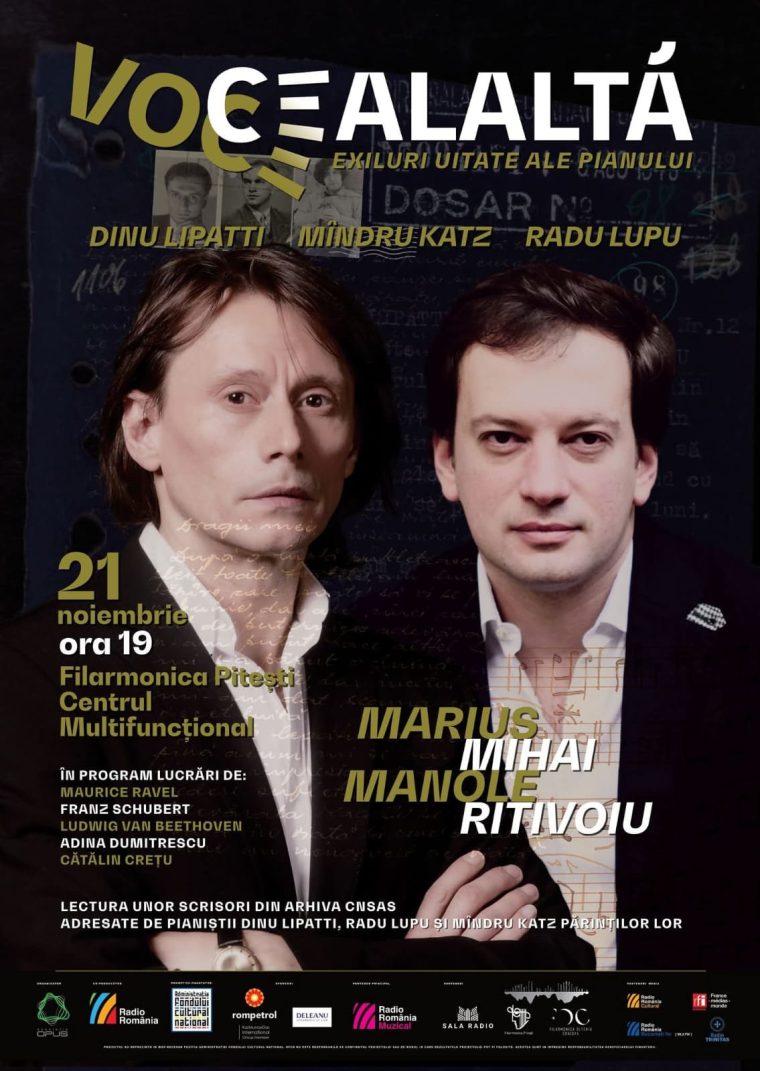 Actorul Marius Manole și pianistul Mihai Ritivoiu vin la Filarmonica Pitești
