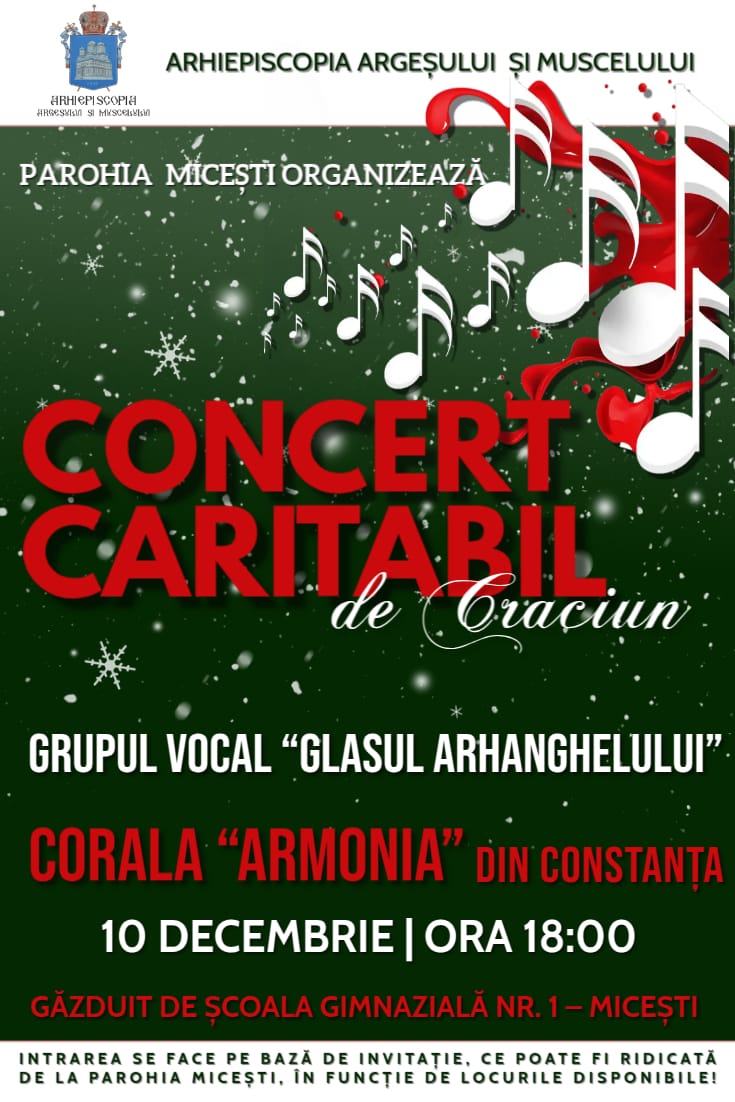 Concert caritabil de colinde la Micești. „Glasul Arhanghelului” și Corala „Armonia” din Constanța
