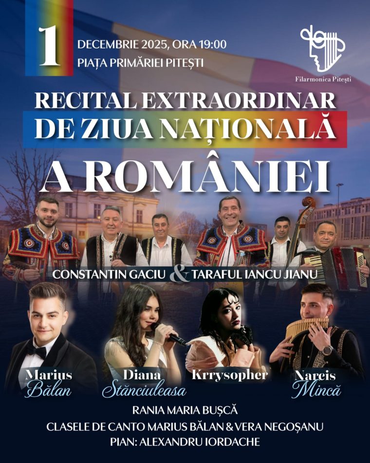 Spectacole la Pitești, de 1 Decembrie. Programul serii