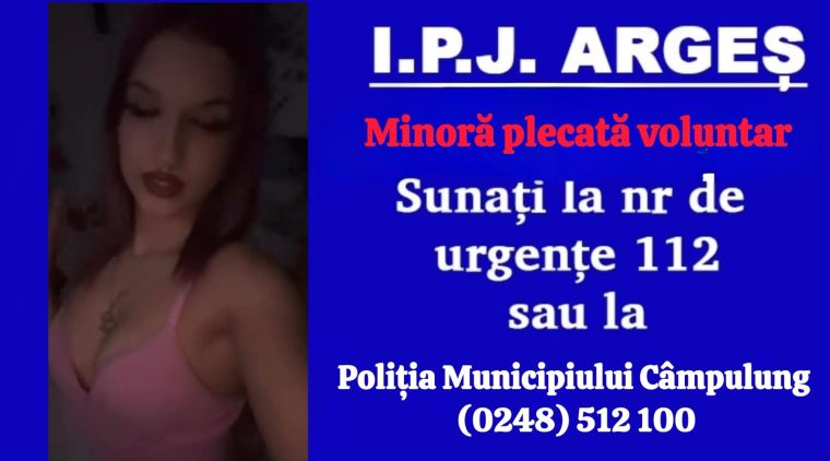 Adolescentă plecată de acasă. Polițiștii argeșeni o caută