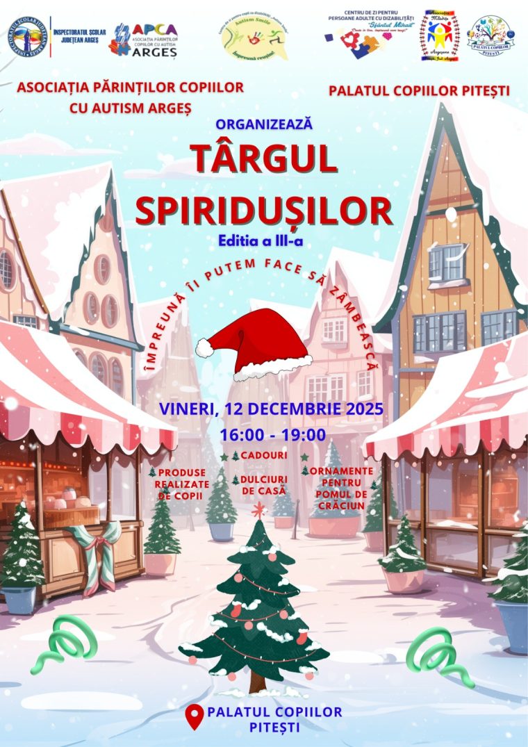 Eveniment caritabil pentru copiii cu autism din Argeș. Târgul Spiridușilor „Zâmbetul Crăciunului”