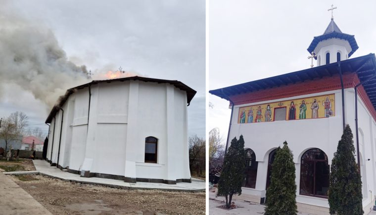 Exclusiv. Cum arată biserica de la Cerbu la un an de la incendiul din ziua de Crăciun
