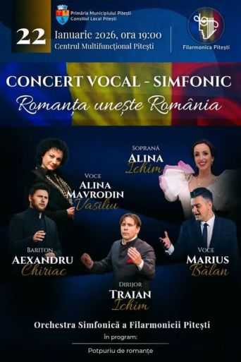 Concert de romanțe la Filarmonica Pitești, joi 22 Ianuarie