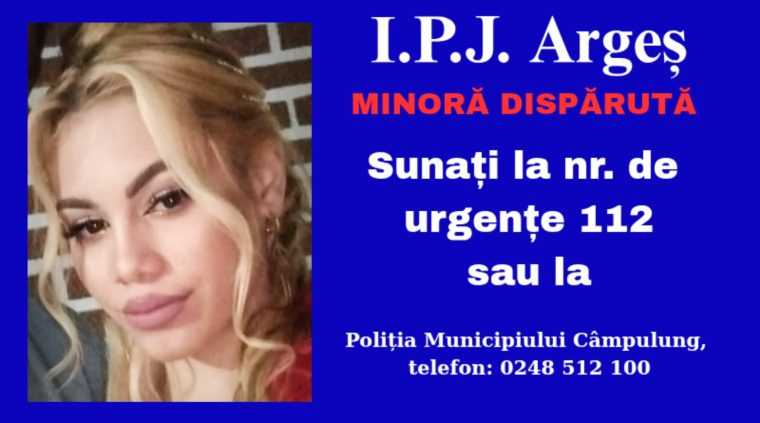 Adolescentă din Argeș, dată dispărută de tatăl ei. Ce spune Poliția