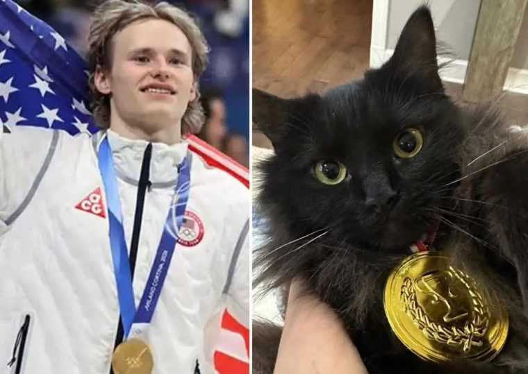 Superstarul american al patinajului artistic i-a dedicat prima medalie pisicii sale