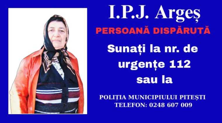 O femeie din Pitești a plecat de acasă. Ați văzut-o?
