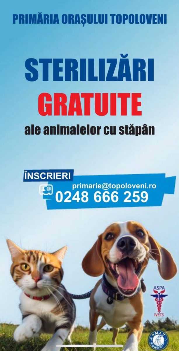 Sterilizări gratuite ale animalelor cu stăpân din Topoloveni