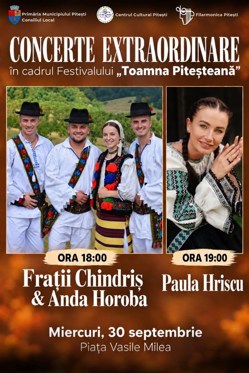 Pitești. Concert inedit în Piața „Vasile Milea”. Filarmonica, alături de evenimentele dedicate piteștenilor